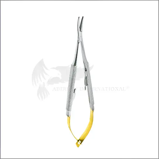 Dental Needle Holder Forcep Castroveijo Microsurgical Curved 14 cm